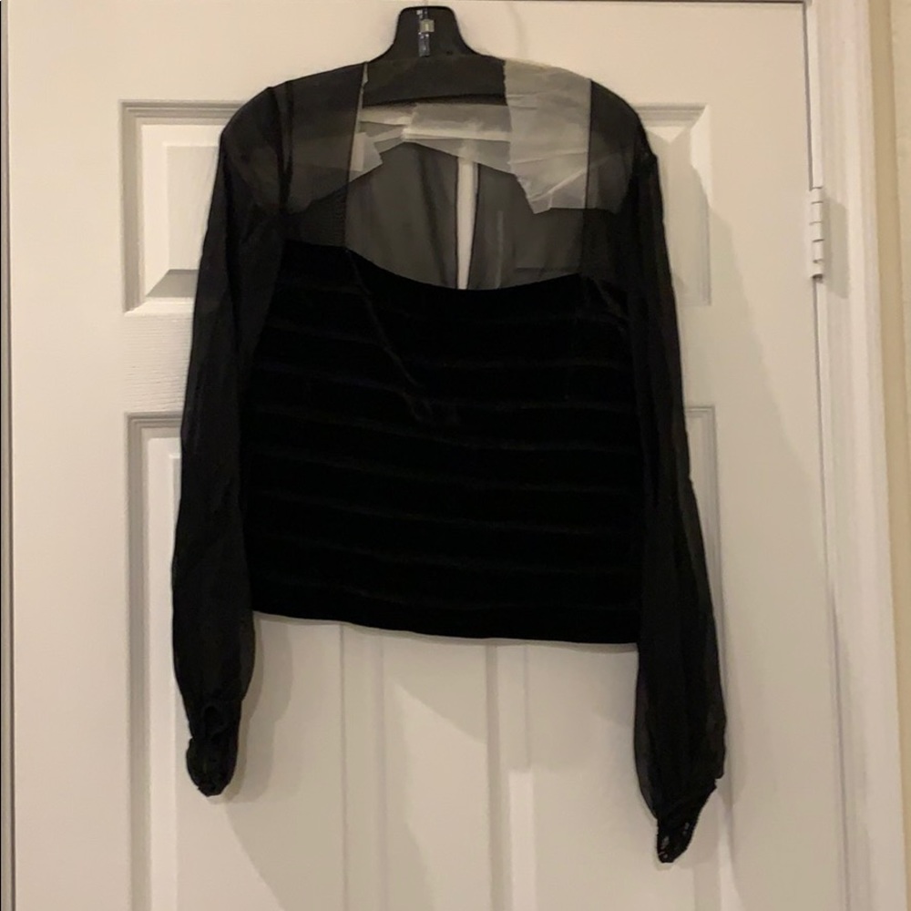 Velvet and Chiffon long sleeve Blouse